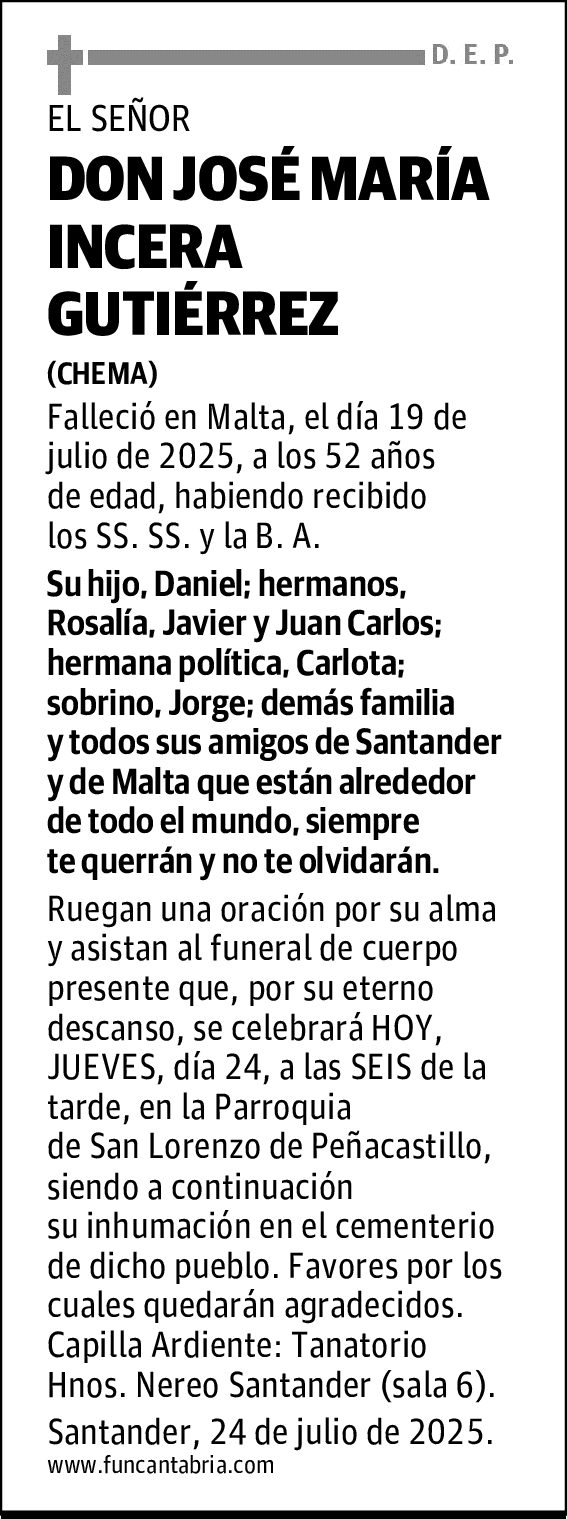 DON JOSÉ MARÍA INCERA GUTIÉRREZ