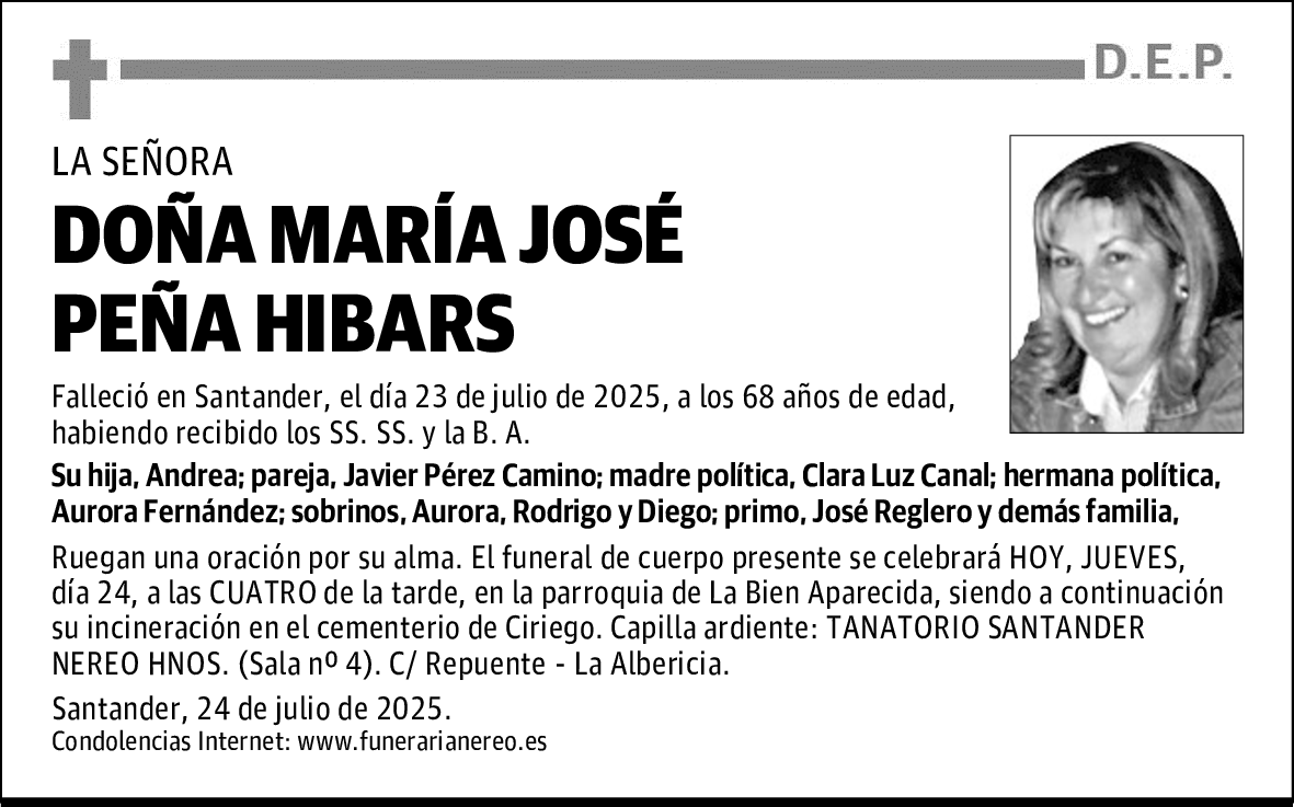 DOÑA MARÍA JOSÉ PEÑA HIBARS