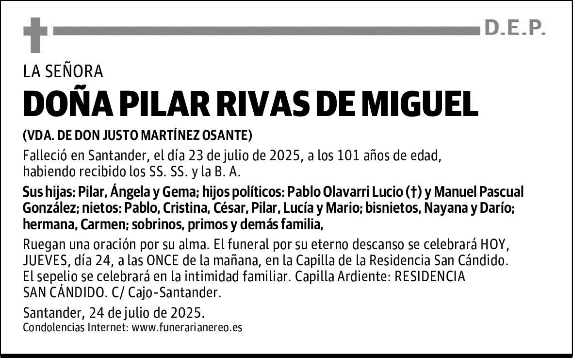 DOÑA PILAR RIVAS DE MIGUEL