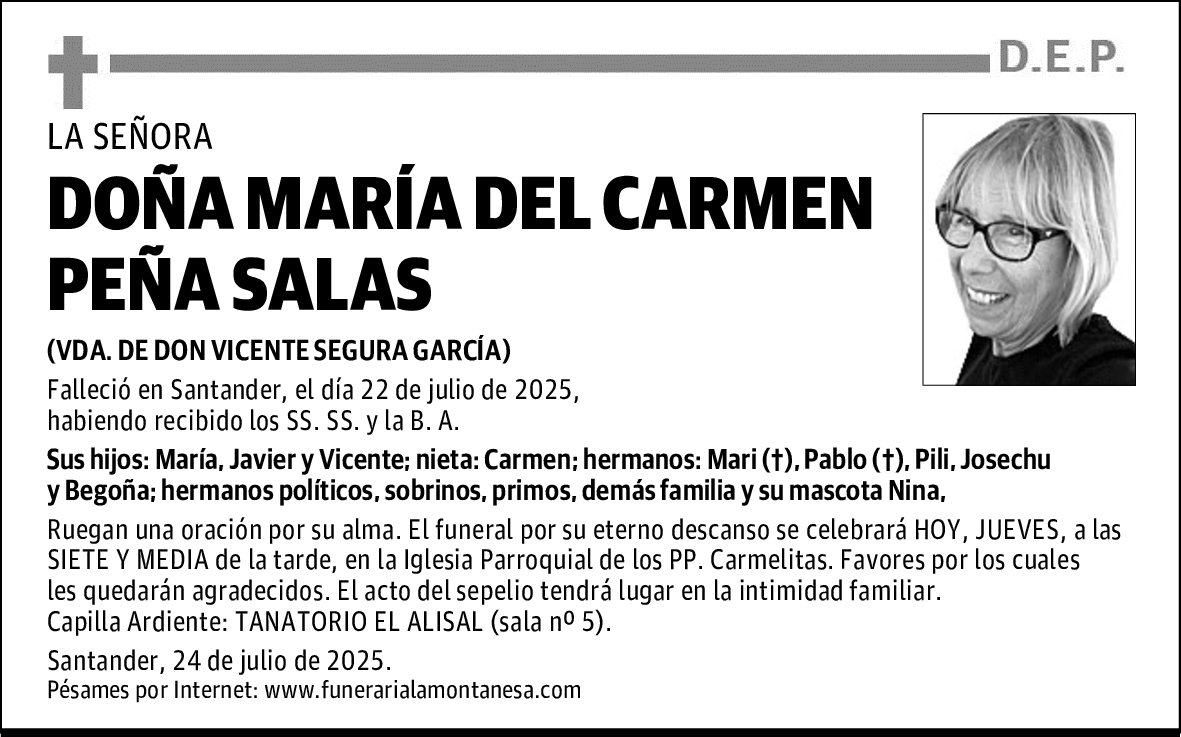 DOÑA MARÍA DEL CARMEN PEÑA SALAS