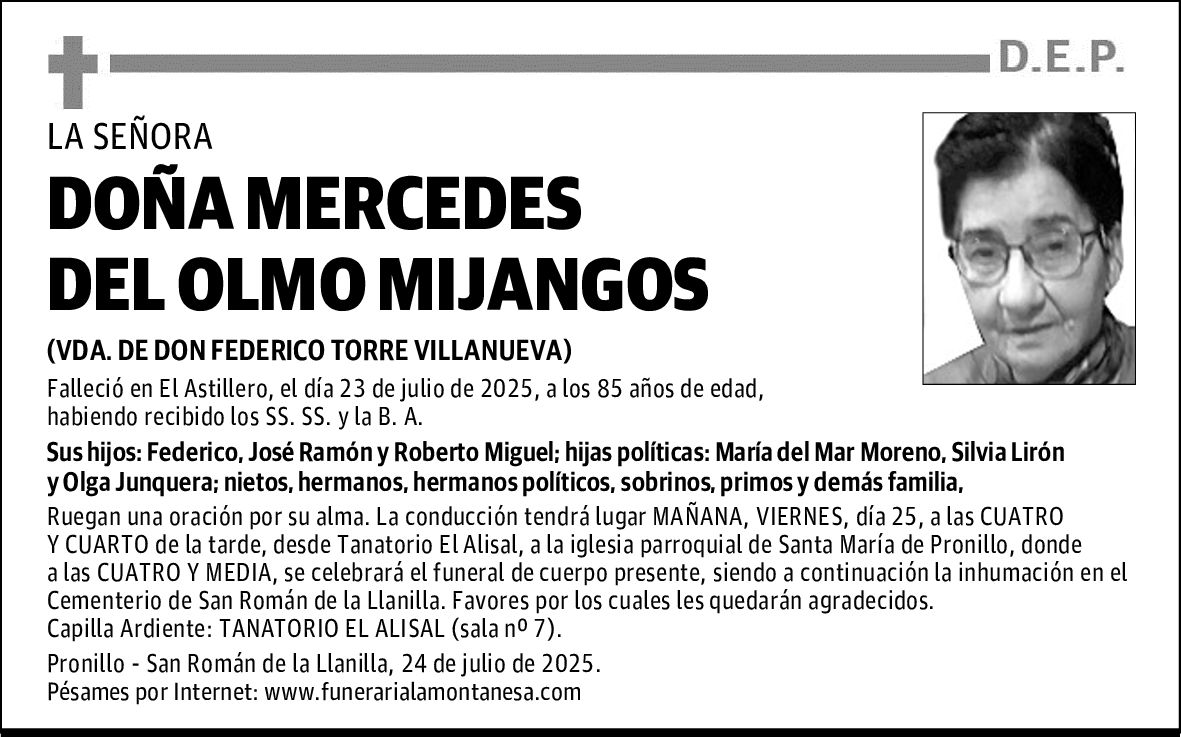 DOÑA MERCEDES DEL OLMO MIJANGOS
