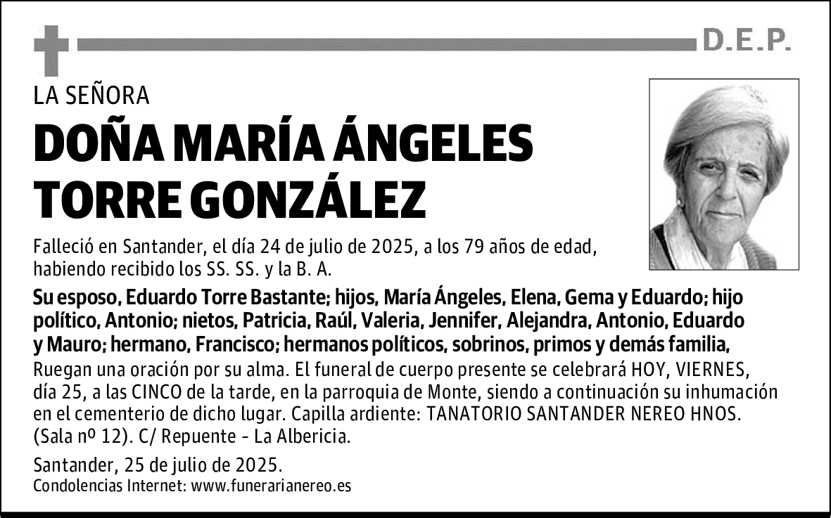 DOÑA MARÍA ÁNGELES TORRE GONZÁLEZ