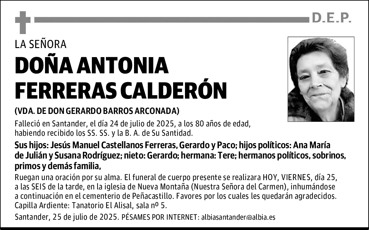 DOÑA ANTONIA FERRERAS CALDERÓN