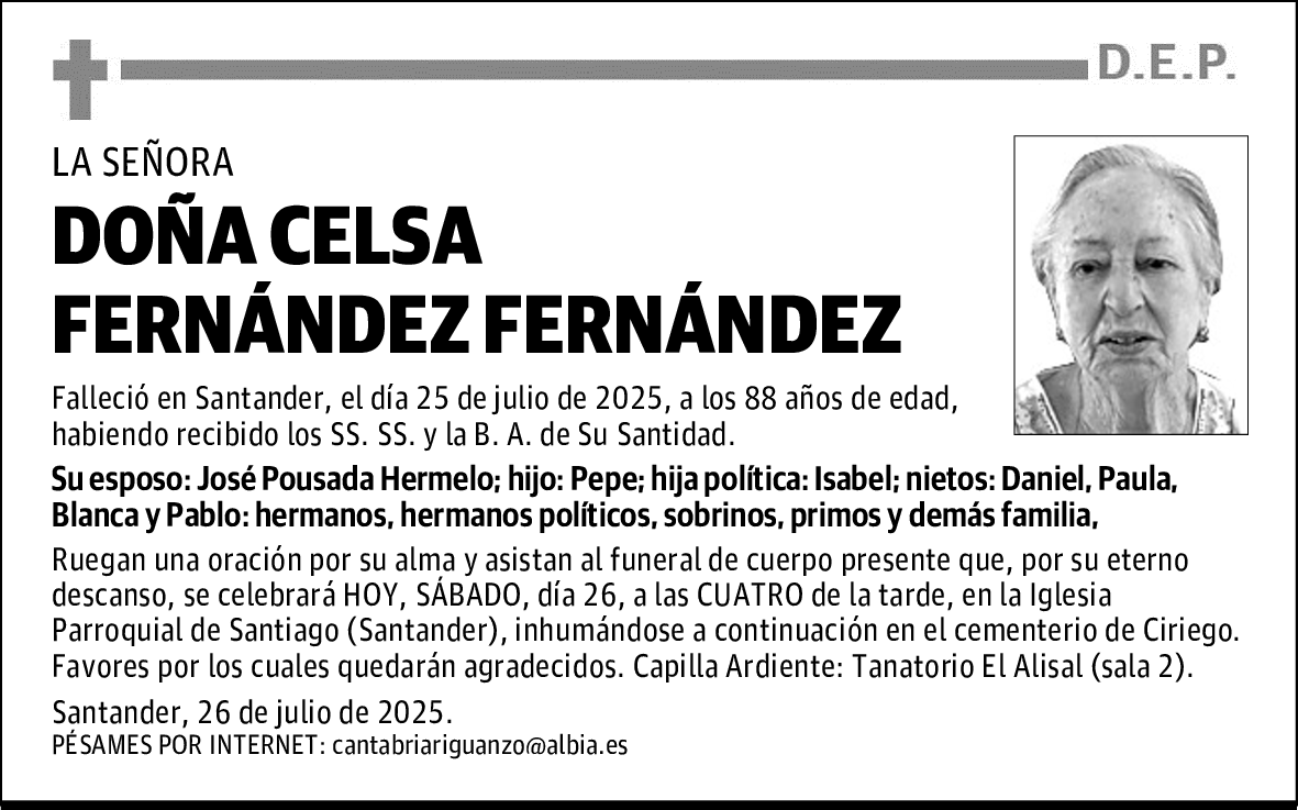 DOÑA CELSA FERNÁNDEZ FERNÁNDEZ