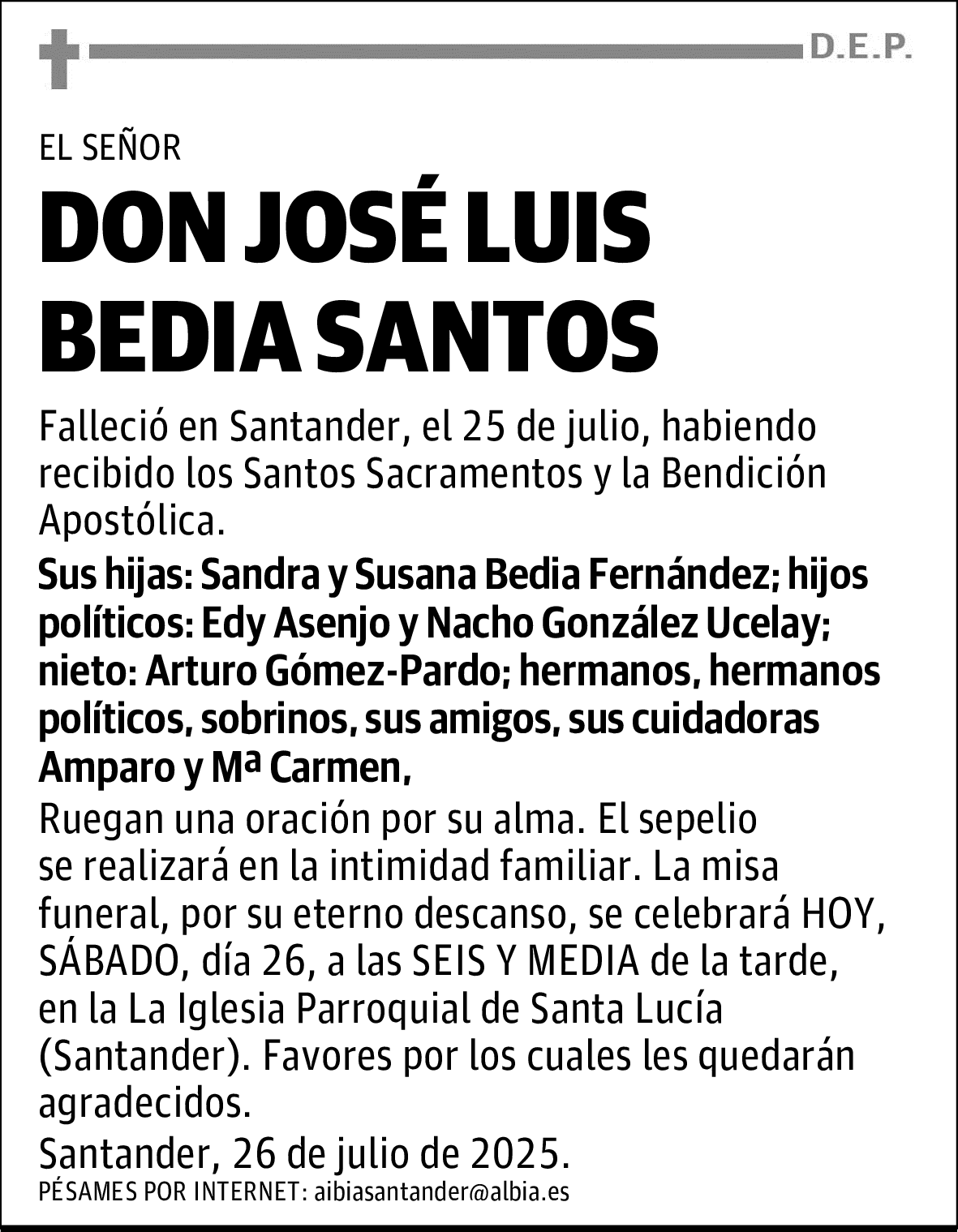 DON JOSÉ LUIS BEDIA SANTOS