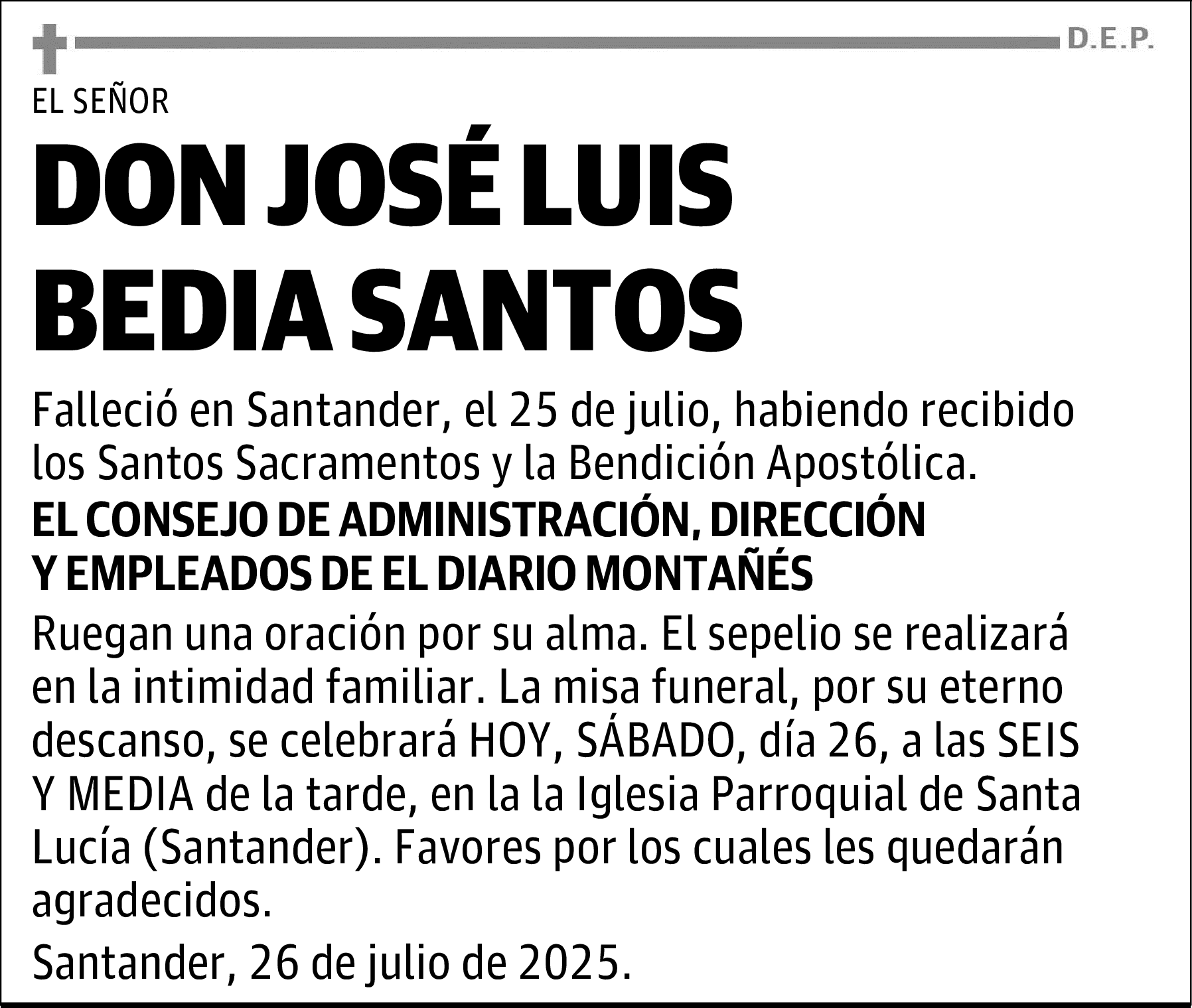 DON JOSÉ LUIS BEDIA SANTOS