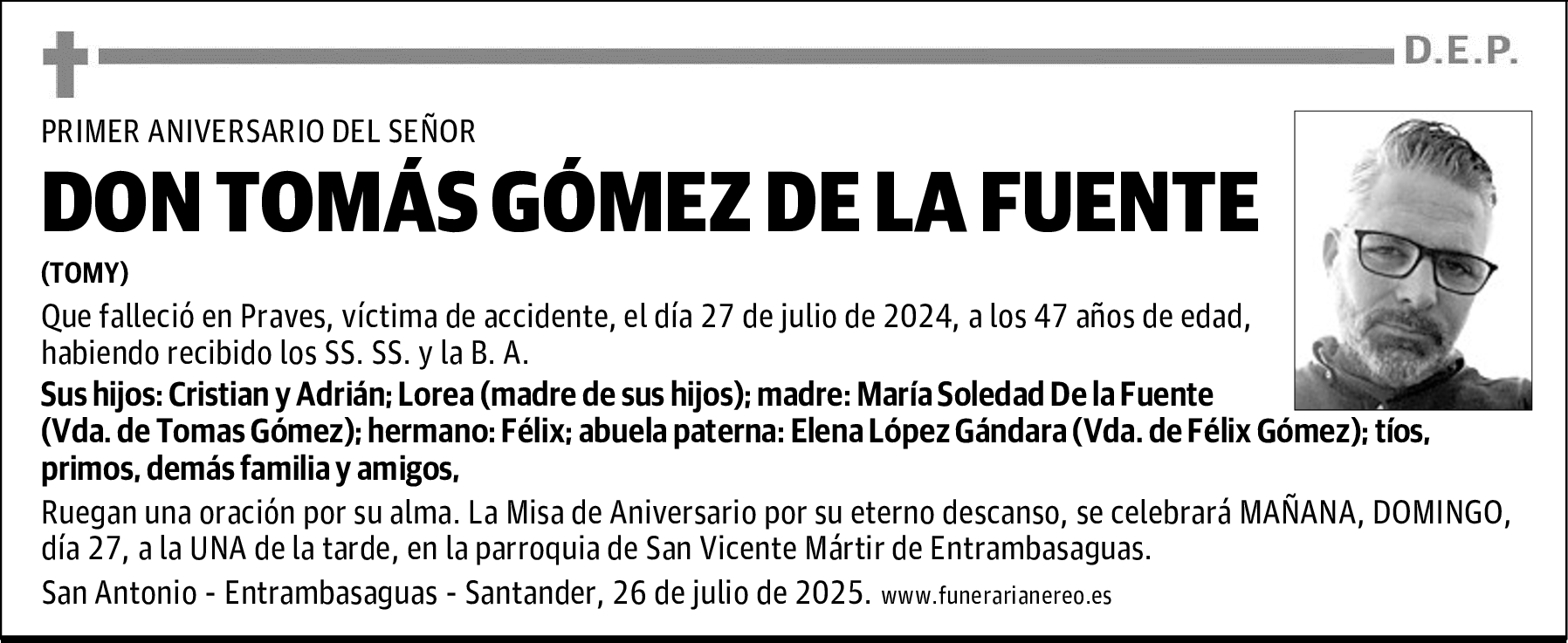 DON TOMÁS GÓMEZ DE LA FUENTE
