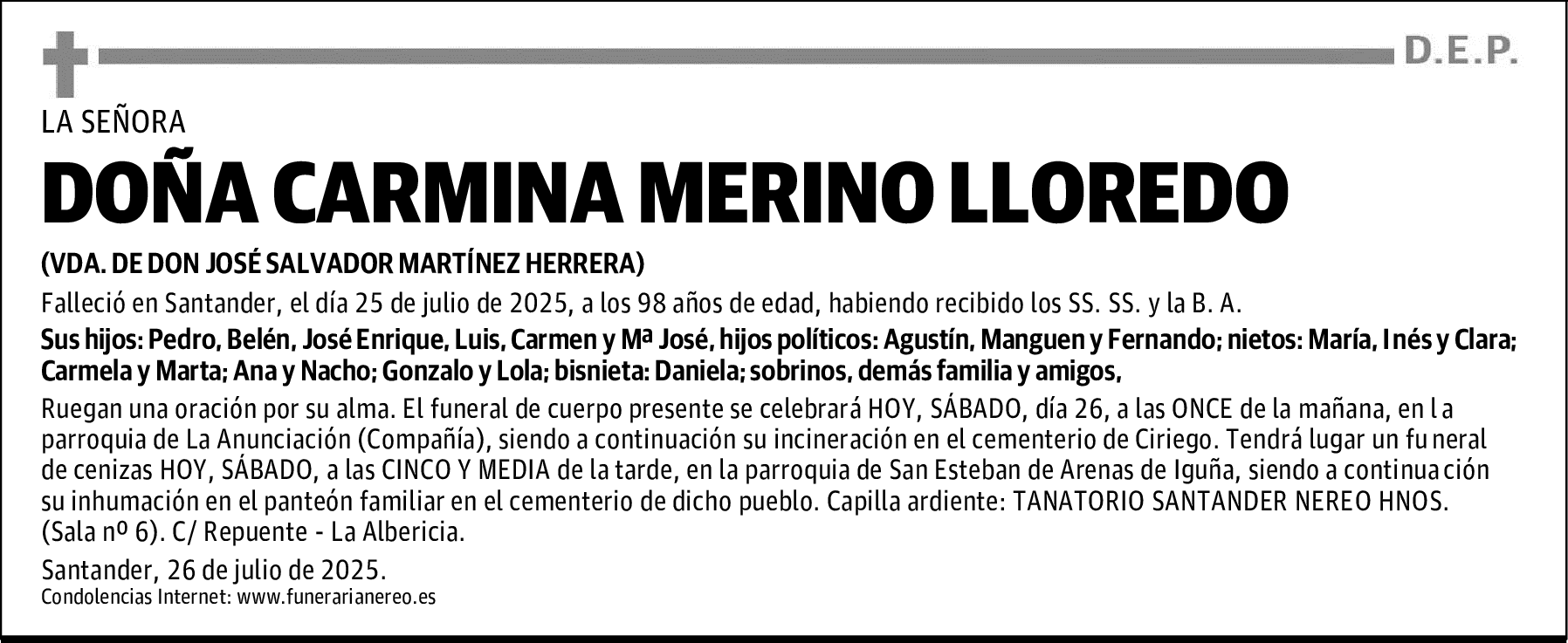 DOÑA CARMINA MERINO LLOREDO