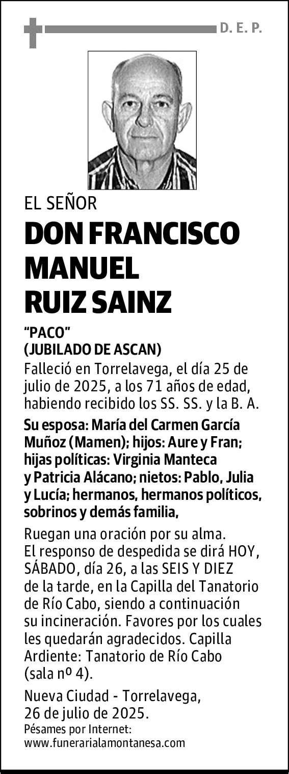 DON FRANCISCO MANUEL RUIZ SAINZ