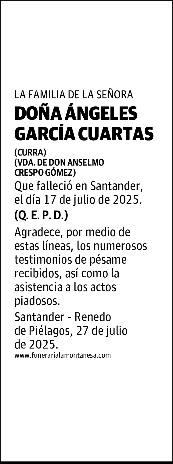 DOÑA ÁNGELES GARCÍA CUARTAS