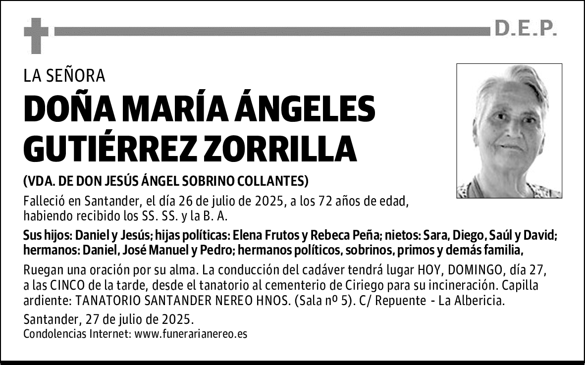 DOÑA MARÍA ÁNGELES GUTIÉRREZ ZORRILLA