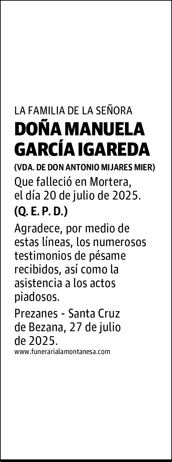 DOÑA MANUELA GARCÍA IGAREDA