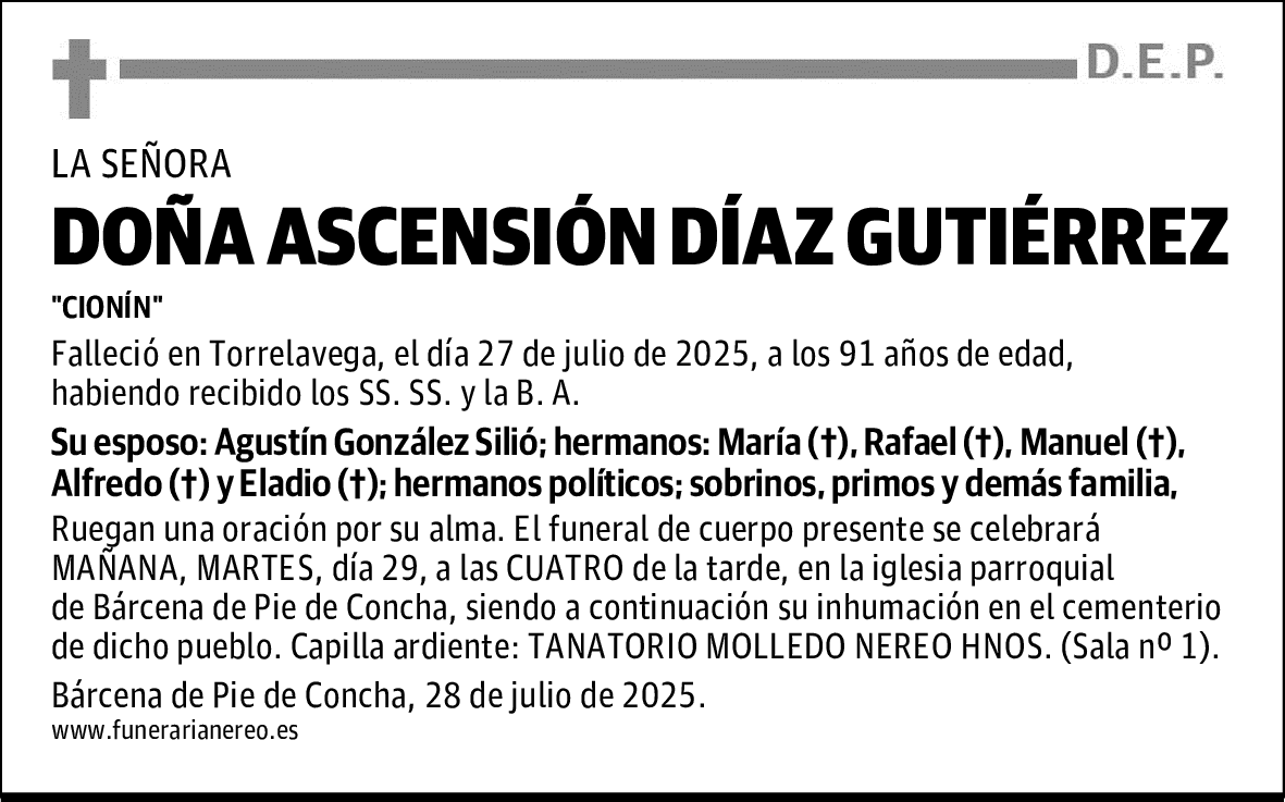 DOÑA ASCENSIÓN DÍAZ GUTIÉRREZ