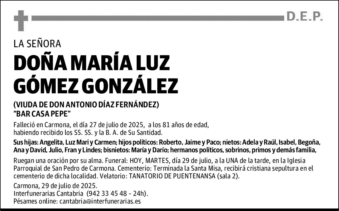 DOÑA MARÍA LUZ GÓMEZ GONZÁLEZ