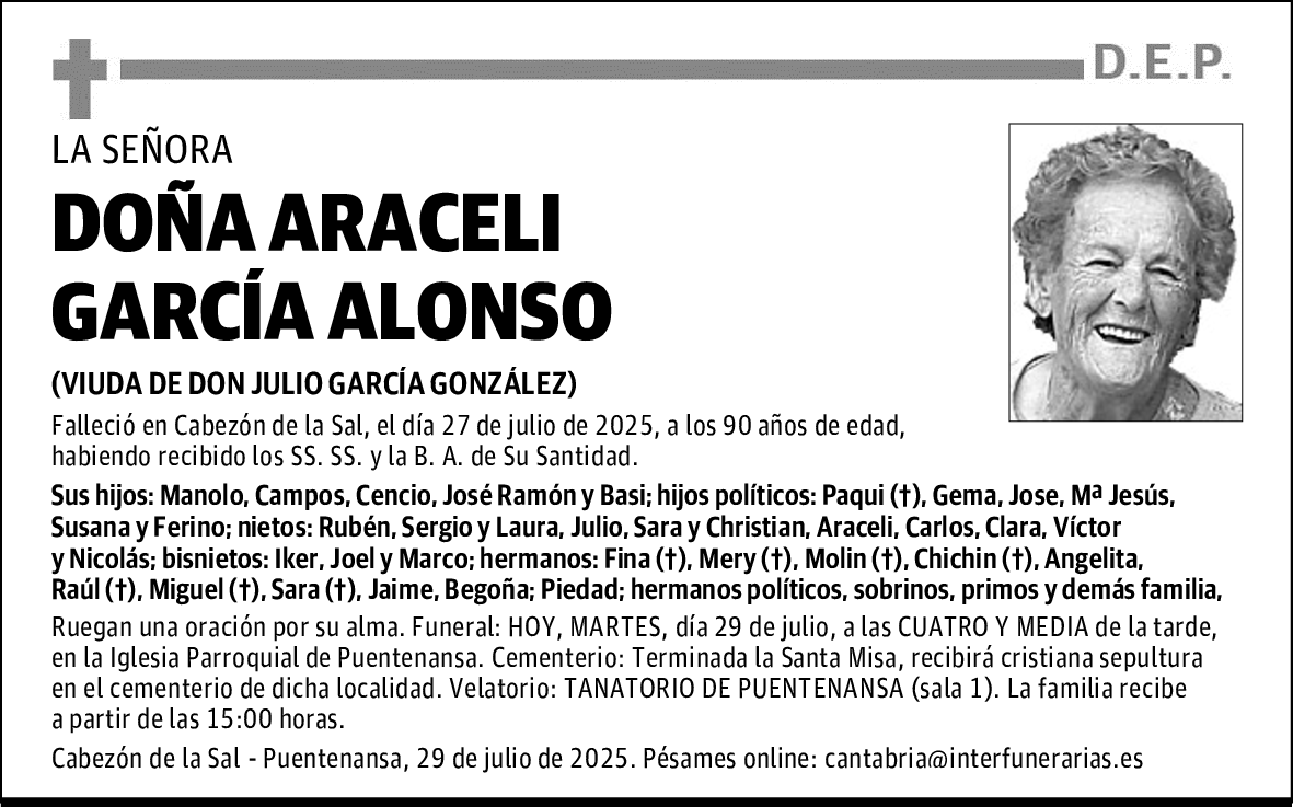 DOÑA ARACELI GARCÍA ALONSO