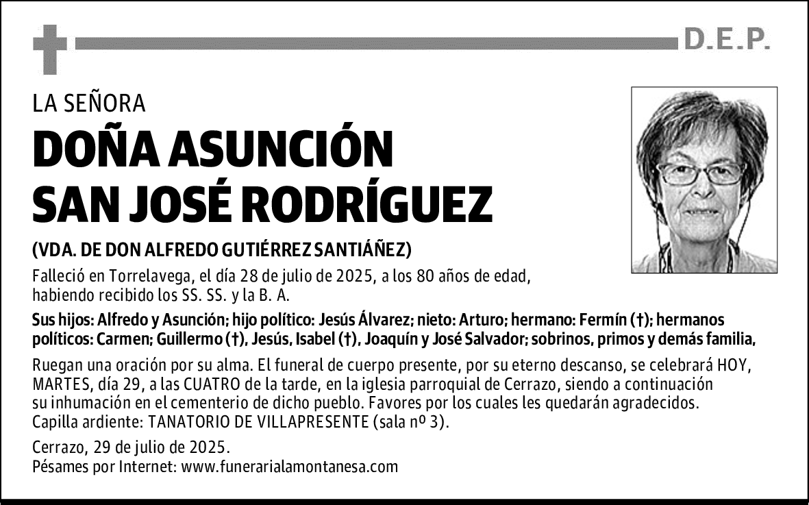 DOÑA ASUNCIÓN SAN JOSÉ RODRÍGUEZ