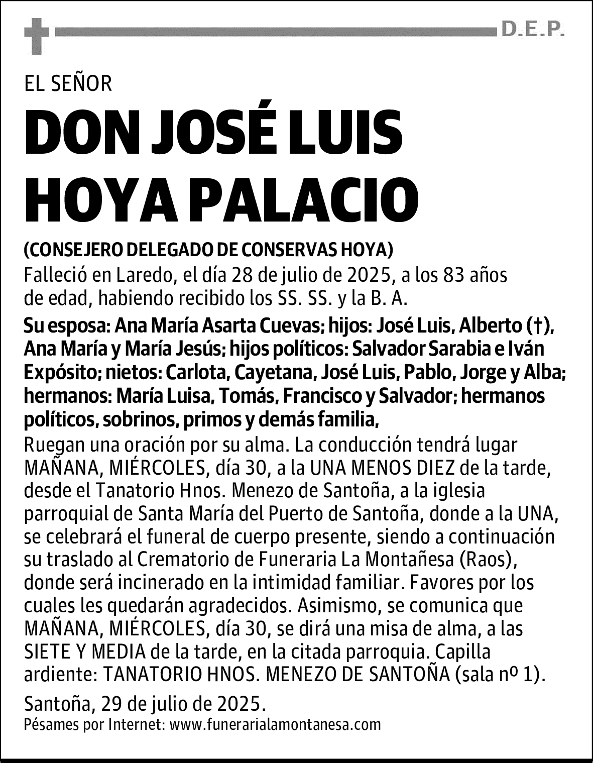 DON JOSÉ LUIS HOYA PALACIO