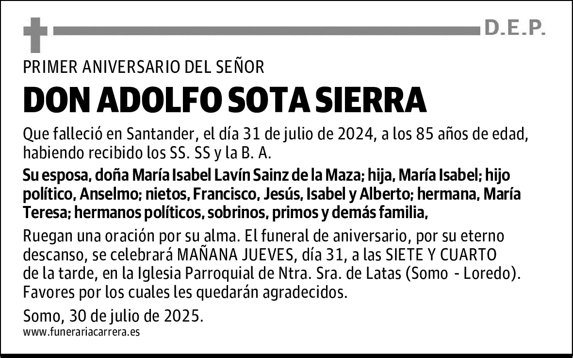 DON ADOLFO SOTA SIERRA