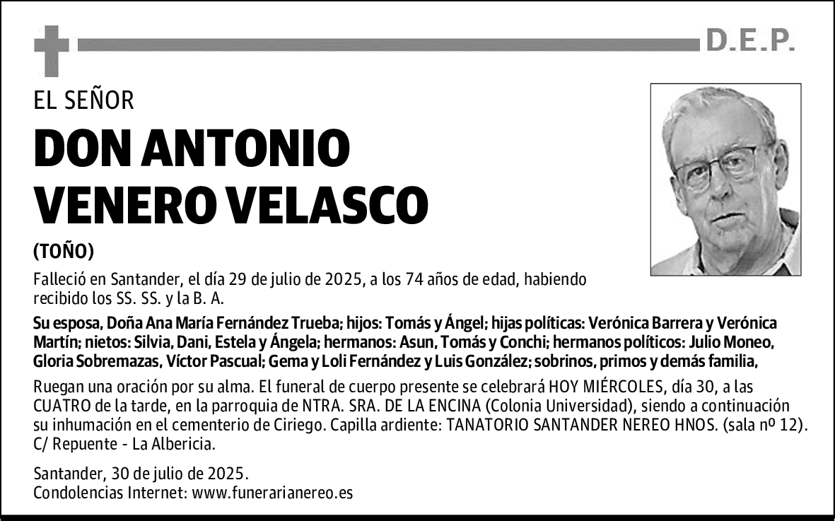 DON ANTONIO VENERO VELASCO
