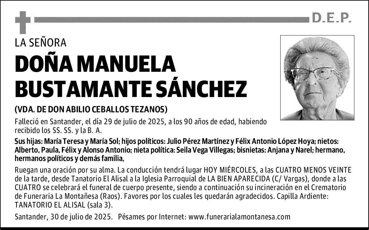 DOÑA MANUELA BUSTAMANTE SÁNCHEZ