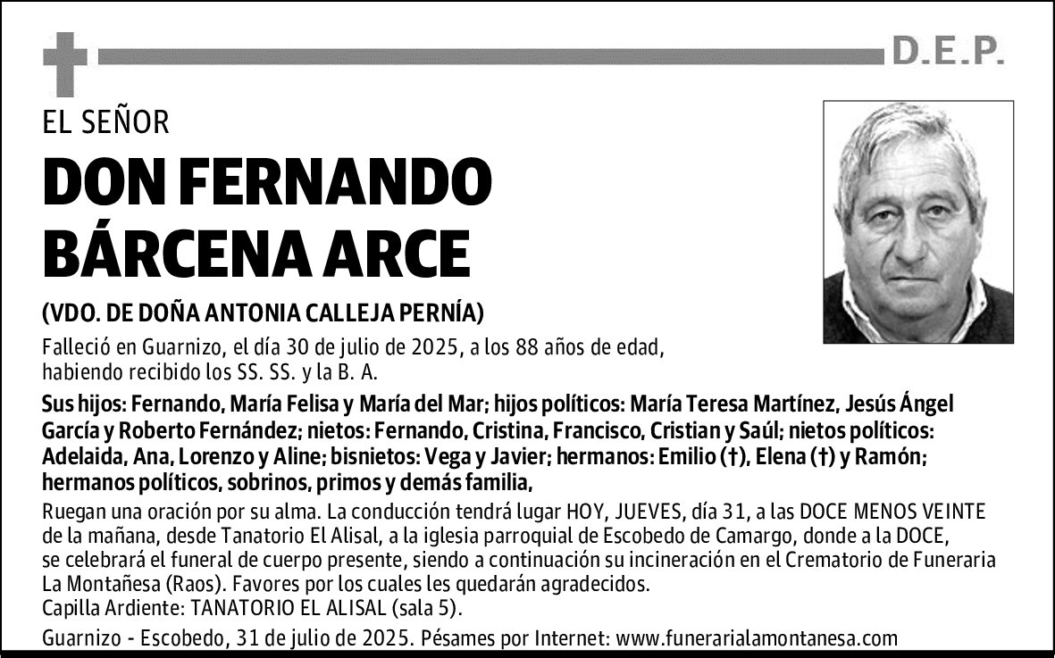 DON FERNANDO BÁRCENA ARCE
