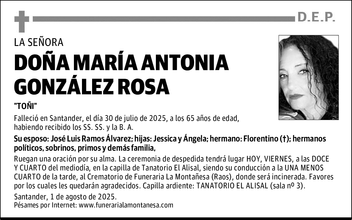 DOÑA MARÍA ANTONIA GONZÁLEZ ROSA
