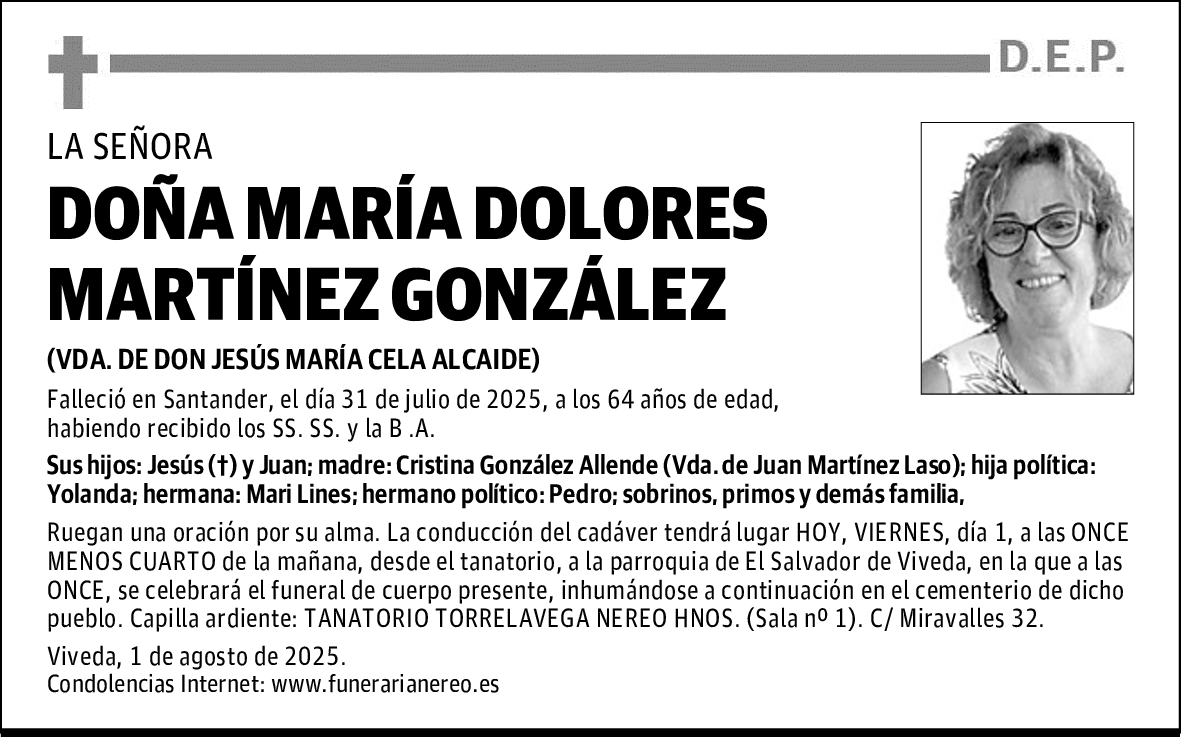 DOÑA MARÍA DOLORES MARTÍNEZ GONZÁLEZ