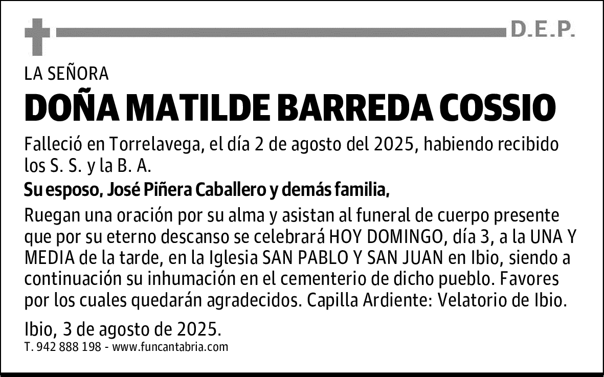 DOÑA MATILDE BARREDA COSSIO
