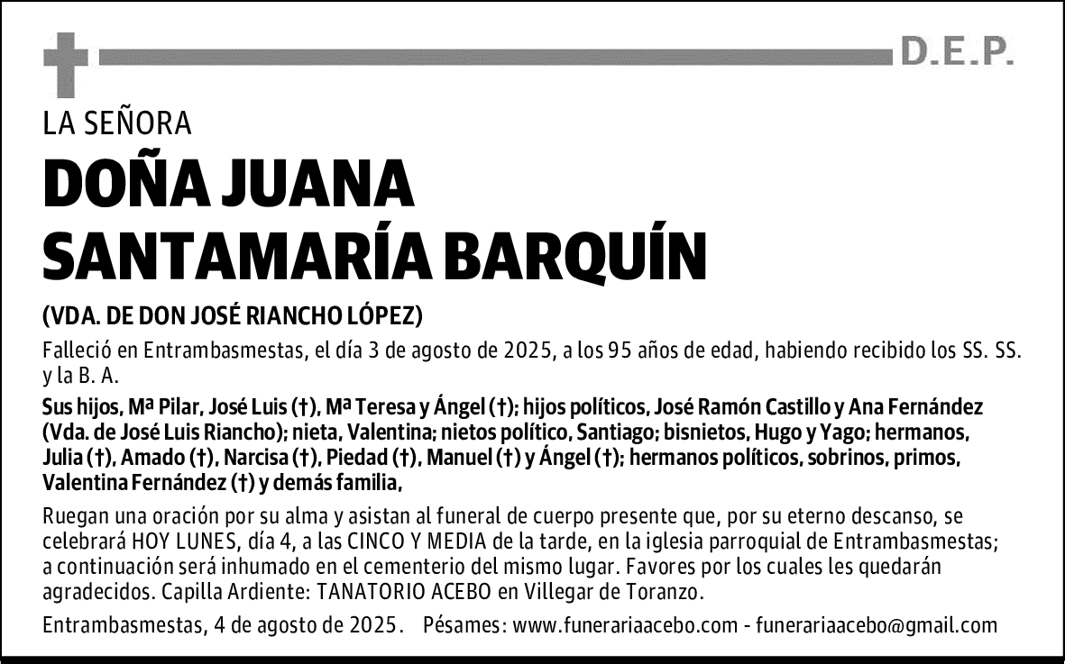 DOÑA JUANA SANTAMARÍA BARQUÍN