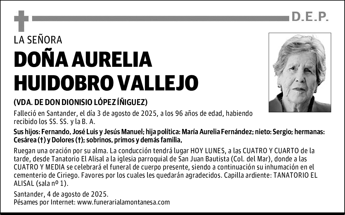 DOÑA AURELIA HUIDOBRO VALLEJO