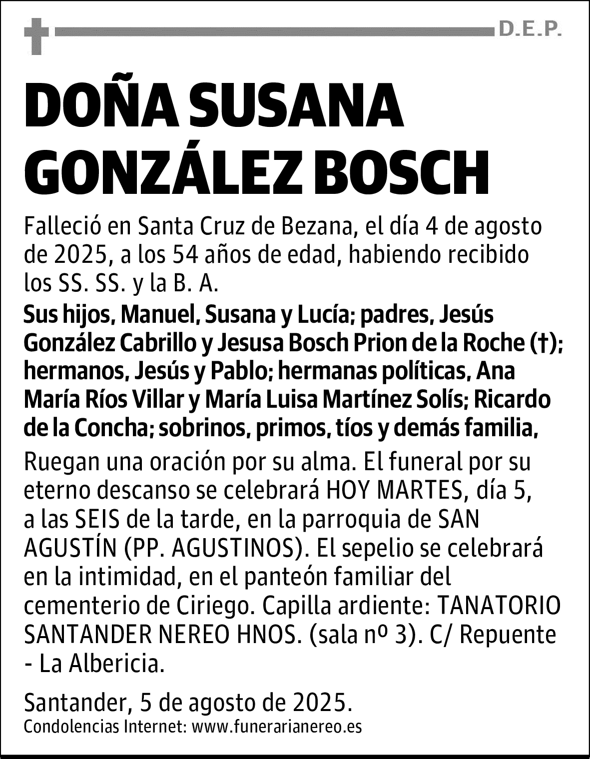 DOÑA SUSANA GONZÁLEZ BOSCH
