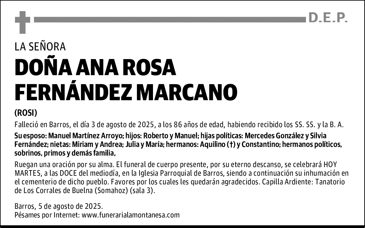 DOÑA ANA ROSA FERNÁNDEZ MARCANO
