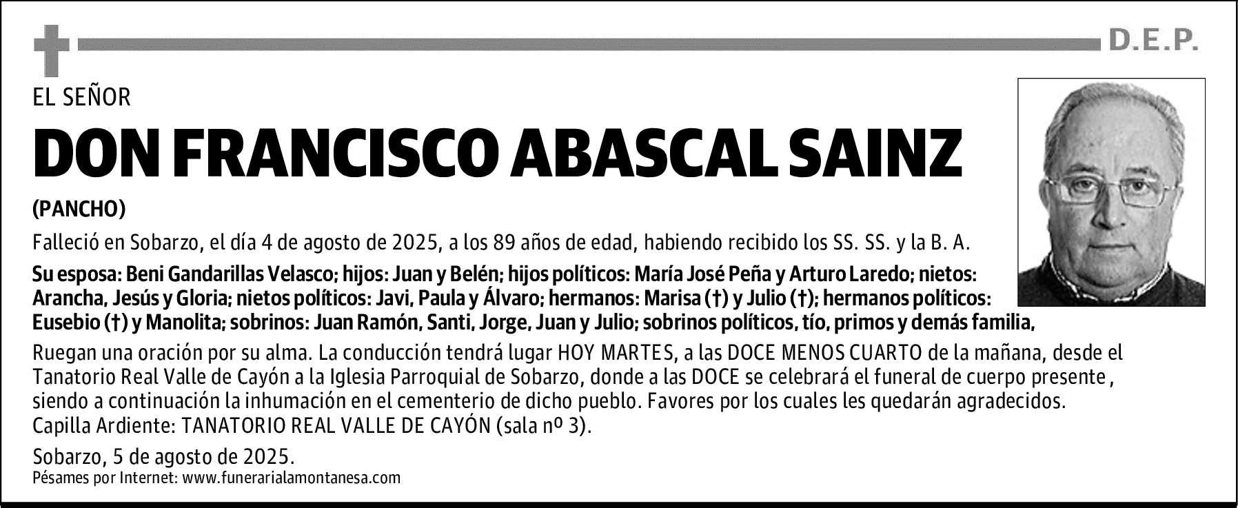 DON FRANCISCO ABASCAL SAINZ