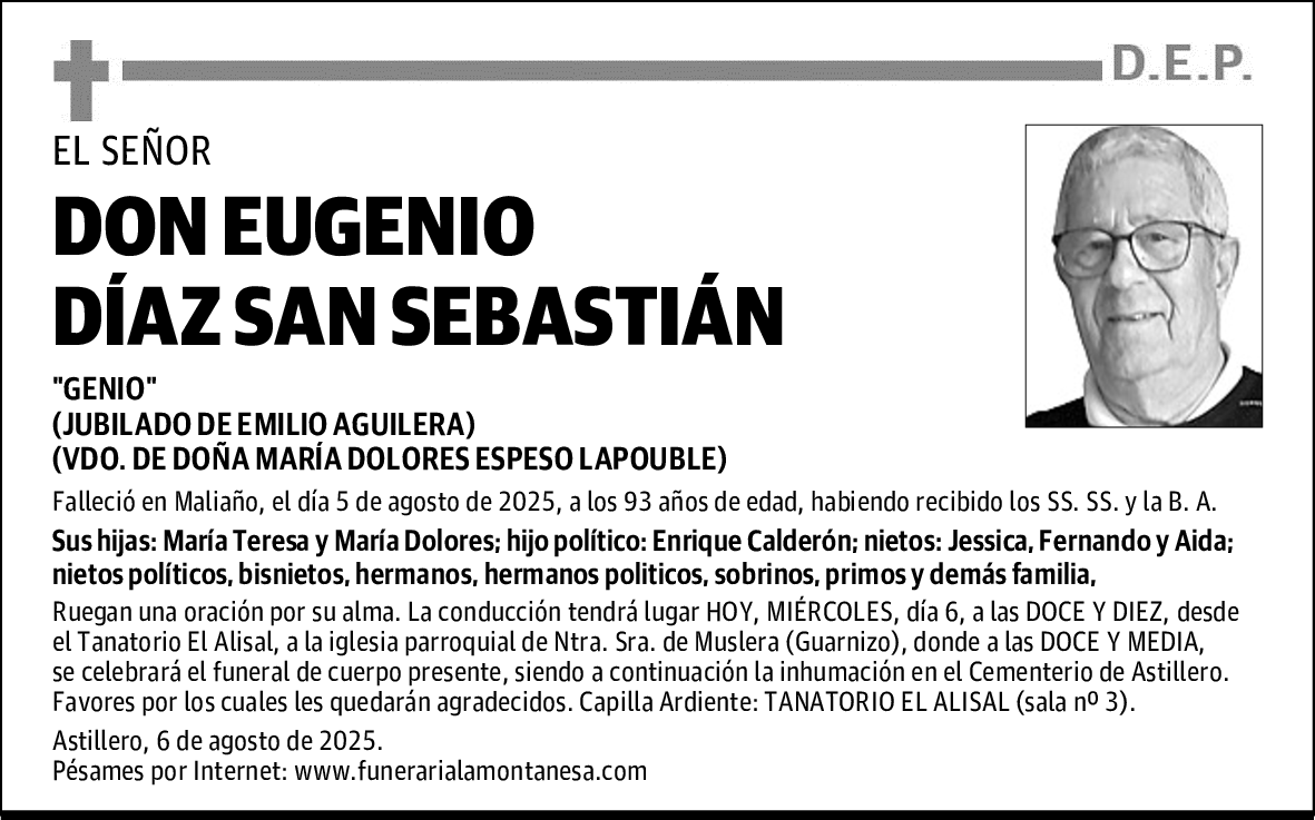 DON EUGENIO DÍAZ SAN SEBASTIÁN