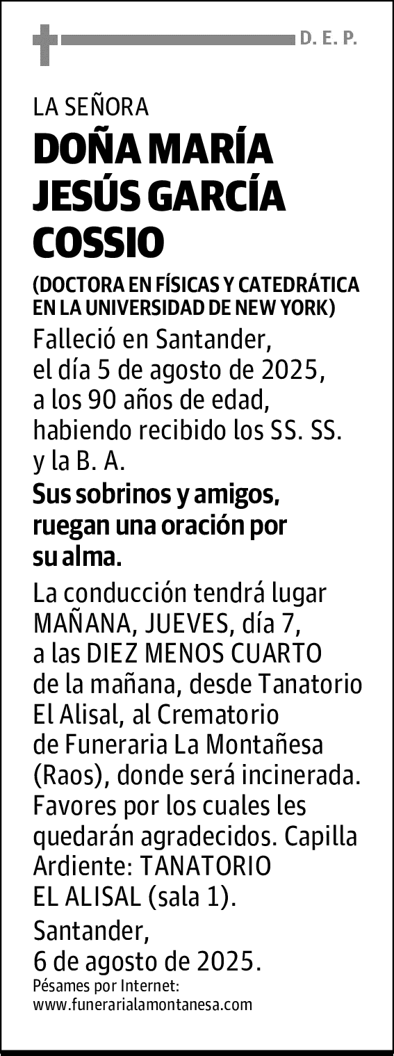 DOÑA MARÍA JESÚS GARCÍA COSSIO