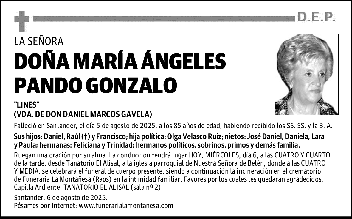 DOÑA MARÍA ÁNGELES PANDO GONZALO