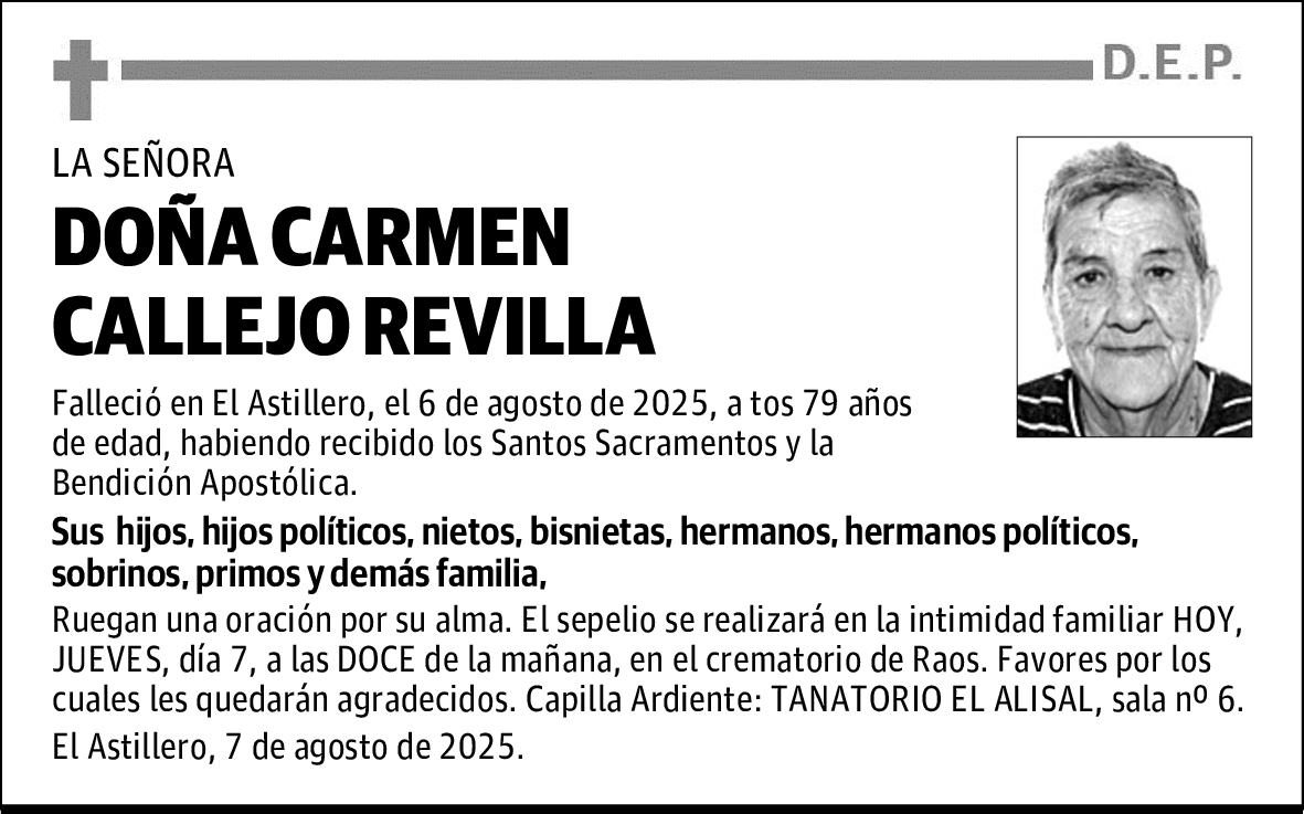 DOÑA CARMEN CALLEJO REVILLA