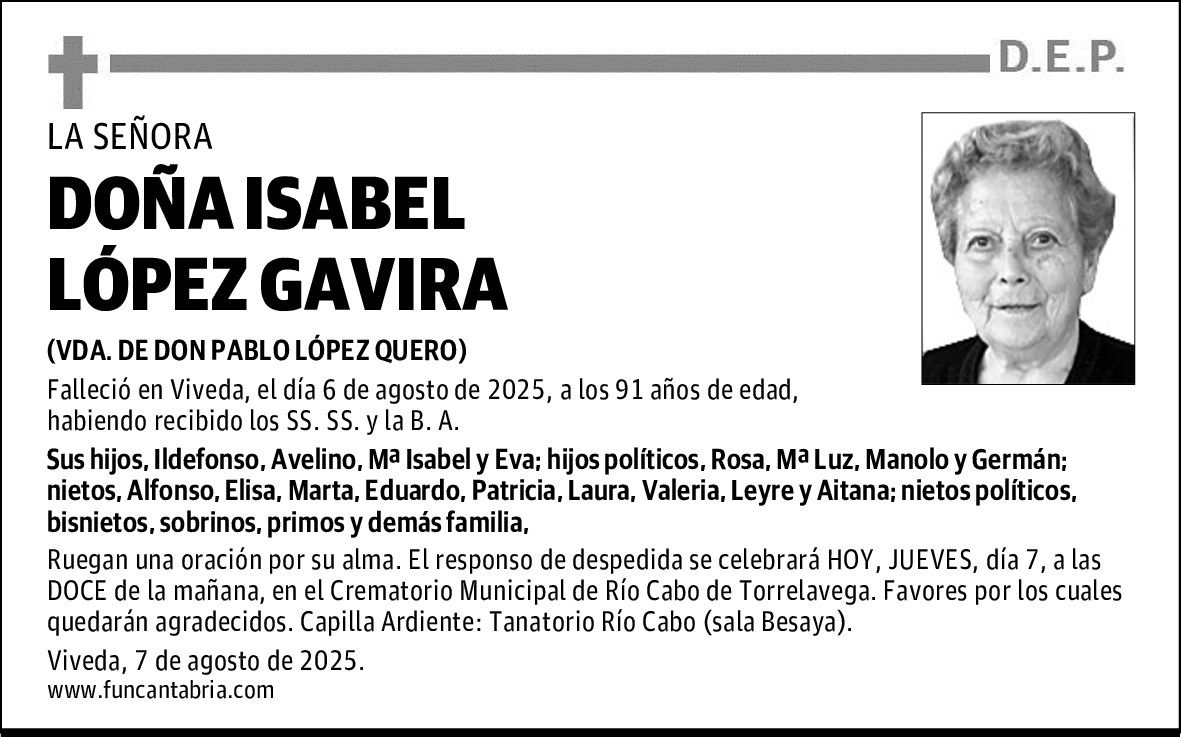 DOÑA ISABEL LÓPEZ GAVIRA