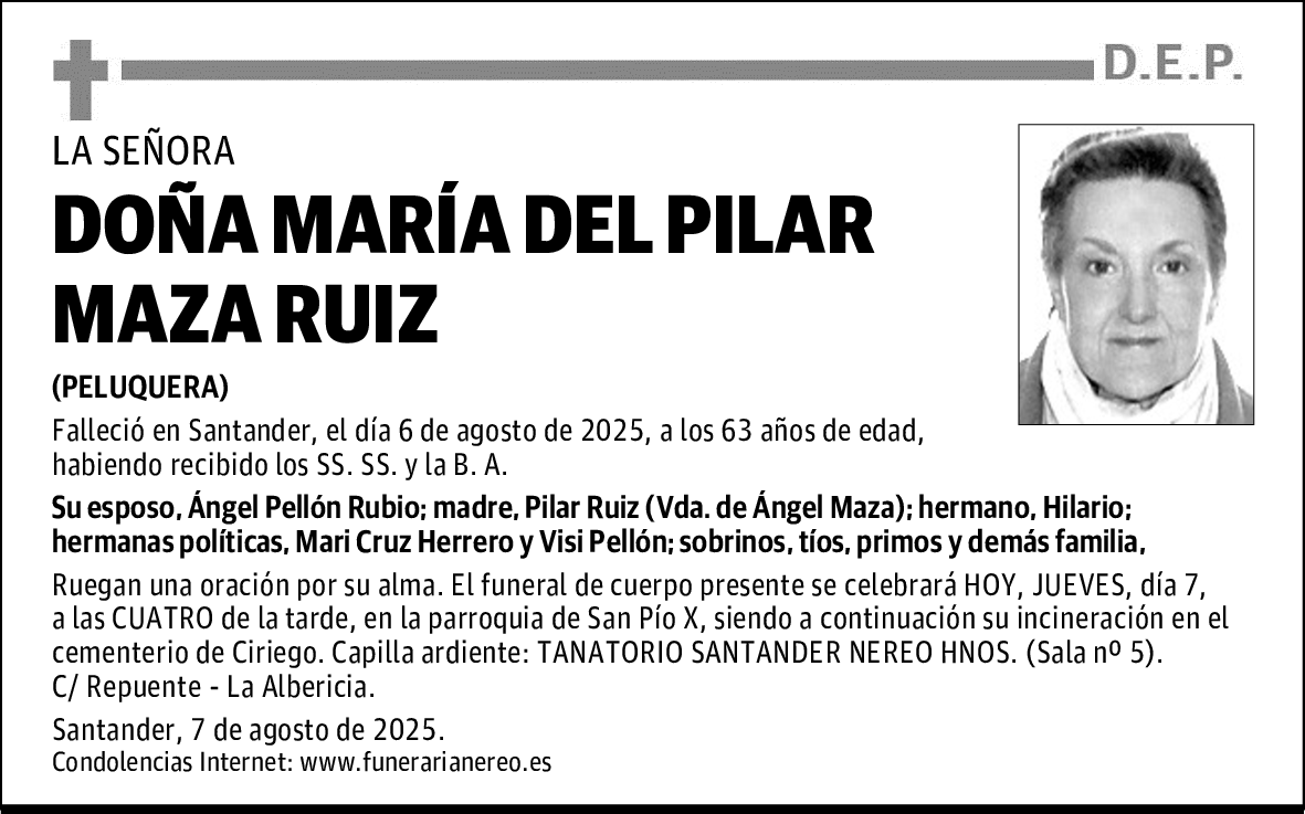 DOÑA MARÍA DEL PILAR MAZA RUIZ