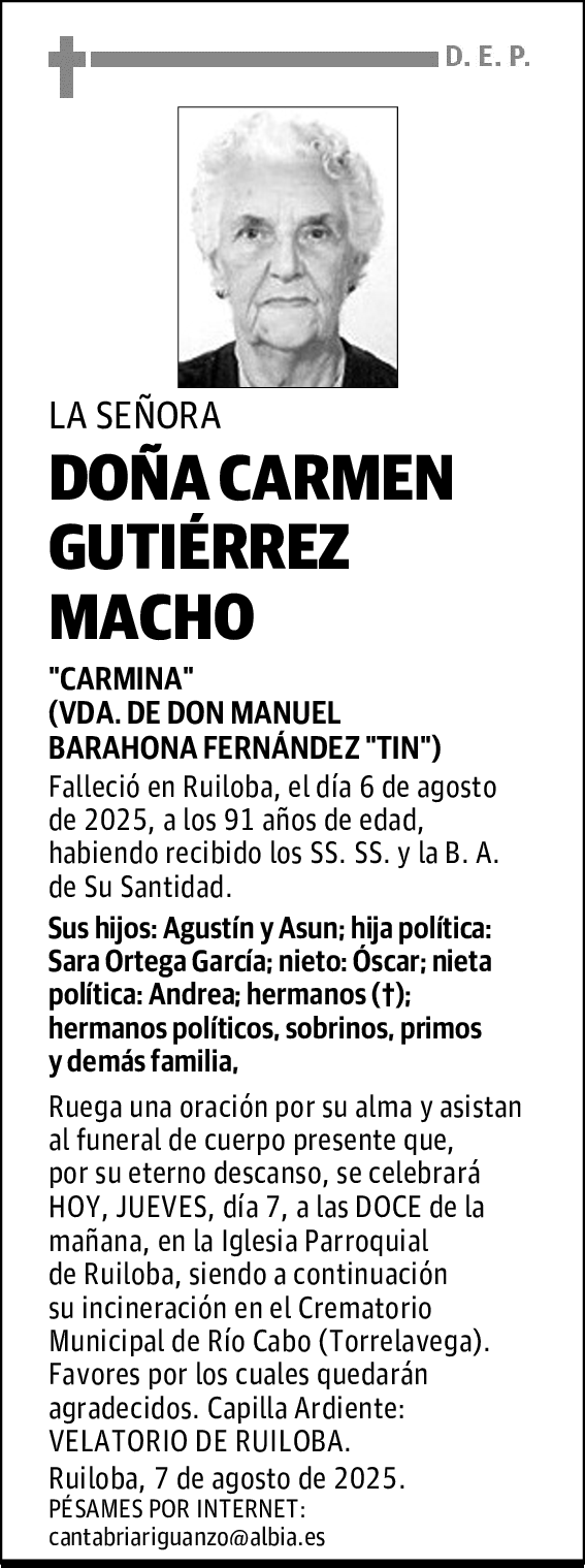 DOÑA CARMEN GUTIÉRREZ MACHO