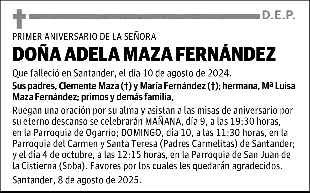 DOÑA ADELA MAZA FERNÁNDEZ