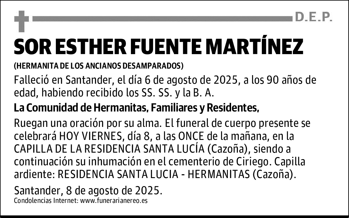 SOR ESTHER FUENTE MARTÍNEZ
