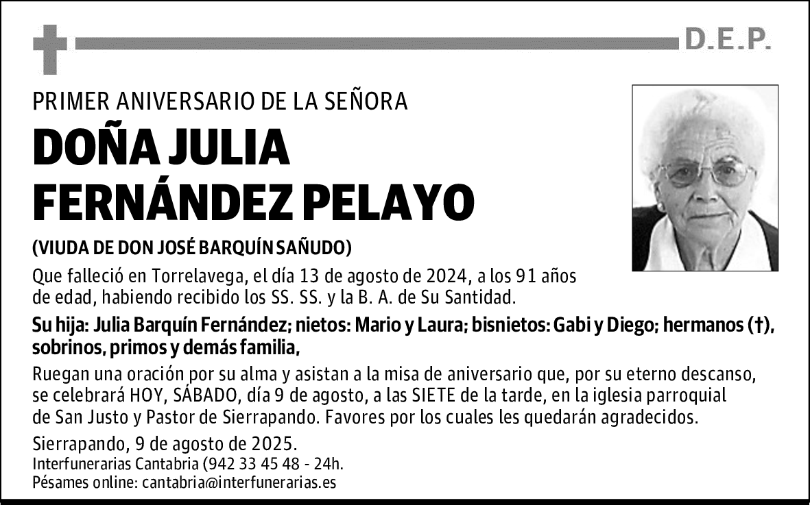 DOÑA JULIA FERNÁNDEZ PELAYO