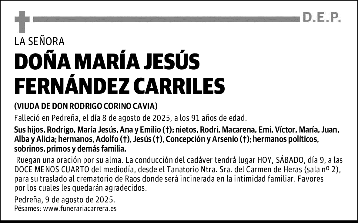 DOÑA MARÍA JESÚS FERNÁNDEZ CARRILES