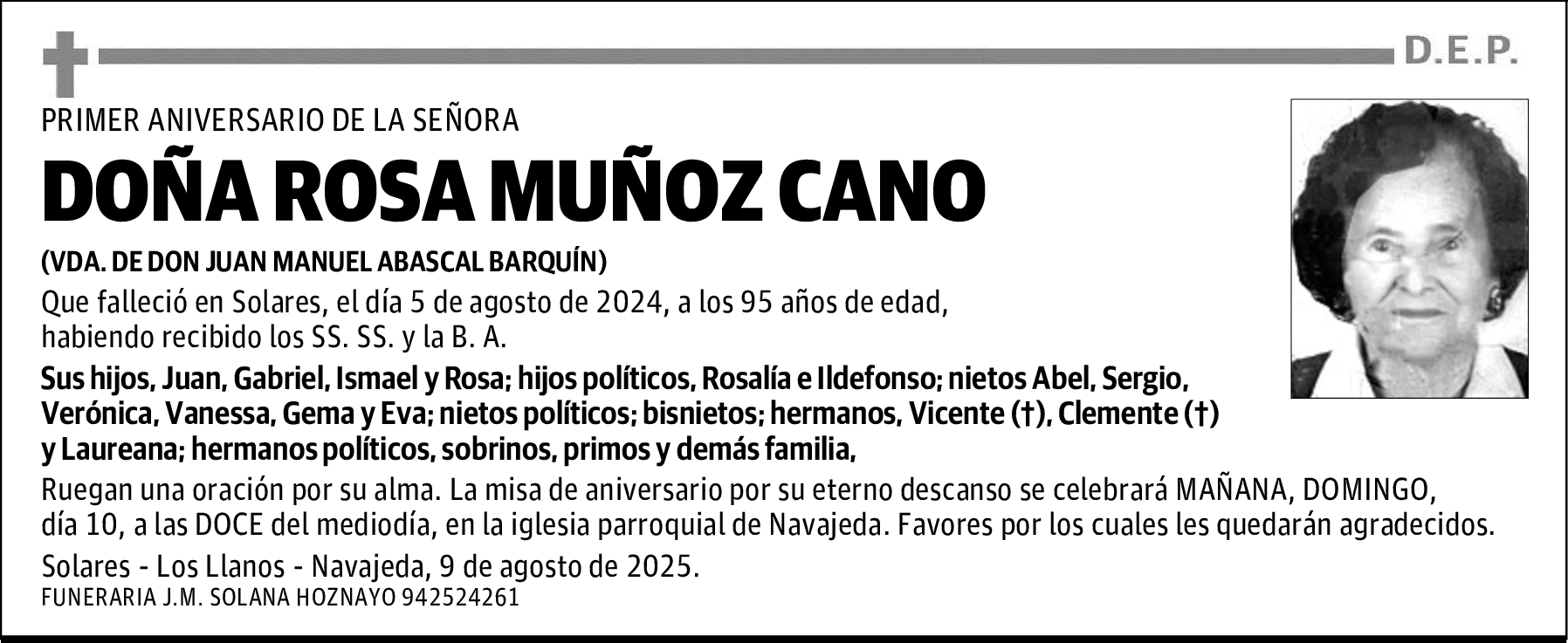 DOÑA ROSA MUÑOZ CANO