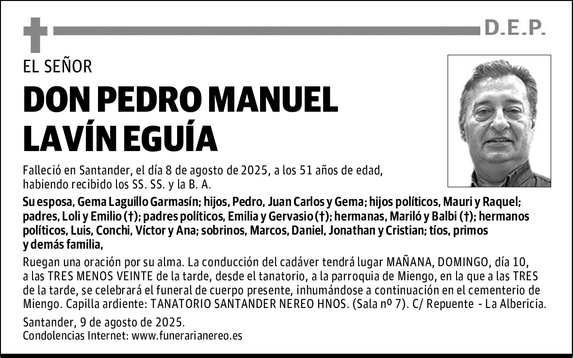 DON PEDRO MANUEL LAVÍN EGUÍA