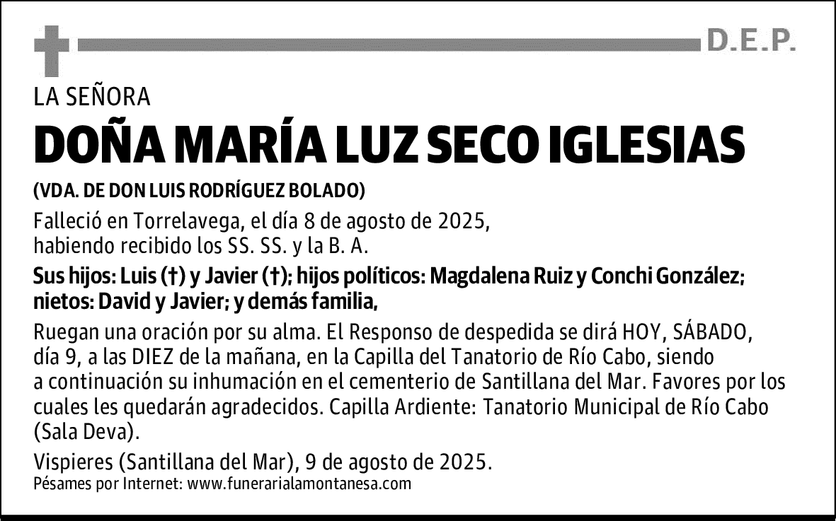 DOÑA MARÍA LUZ SECO IGLESIAS
