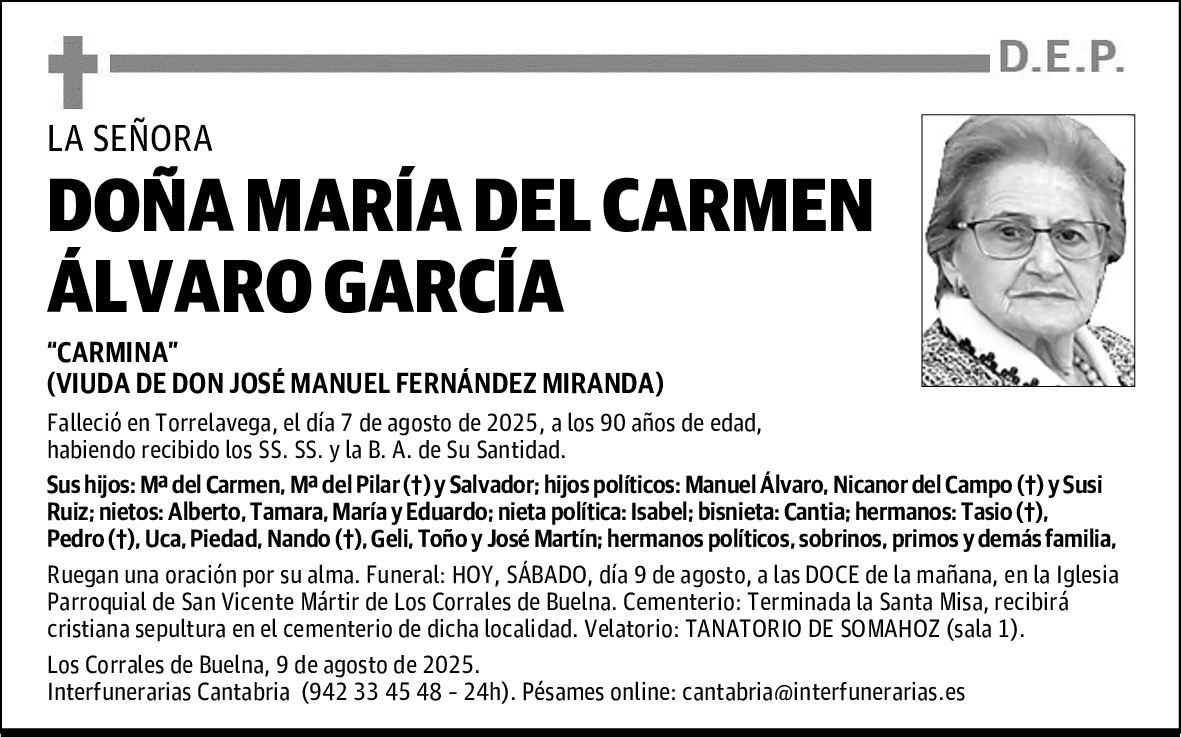 DOÑA MARÍA DEL CARMEN ÁLVARO GARCÍA