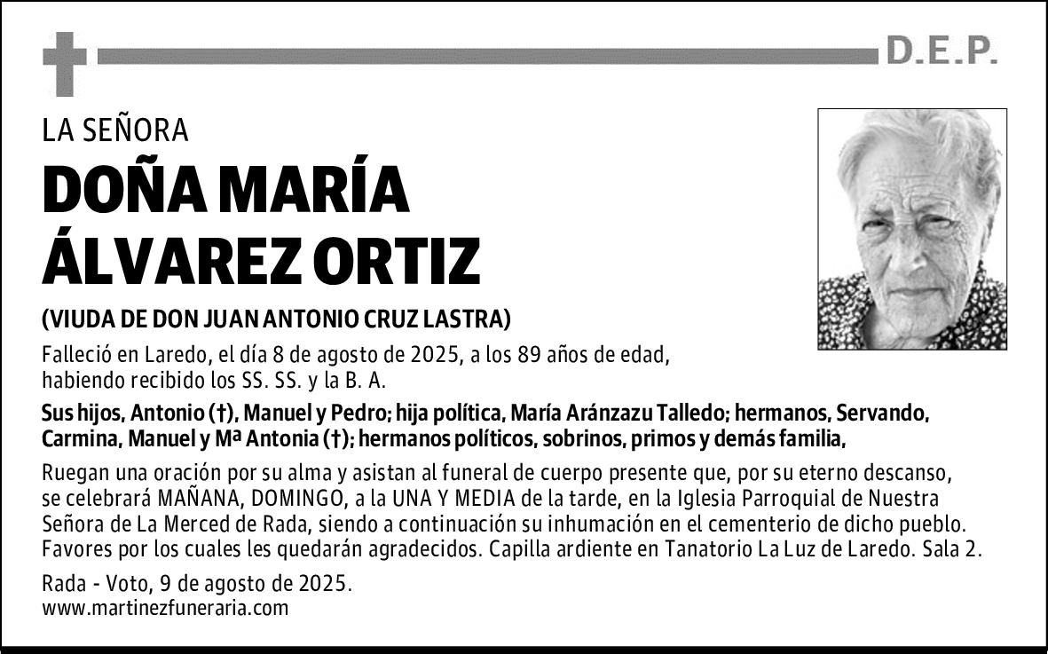 DOÑA MARÍA ÁLVAREZ ORTIZ