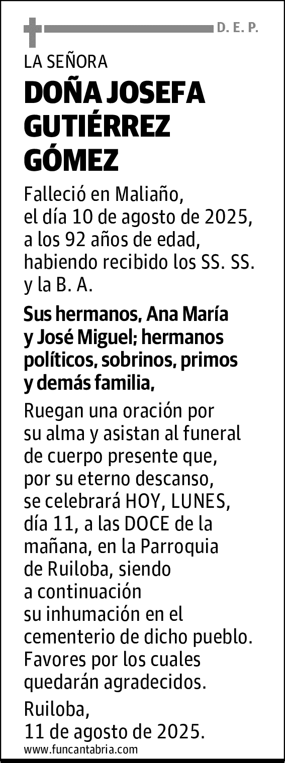 DOÑA JOSEFA GUTIÉRREZ GÓMEZ